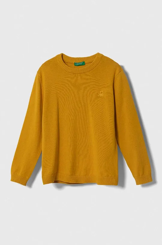 rumena Otroški bombažen pulover United Colors of Benetton Otroški