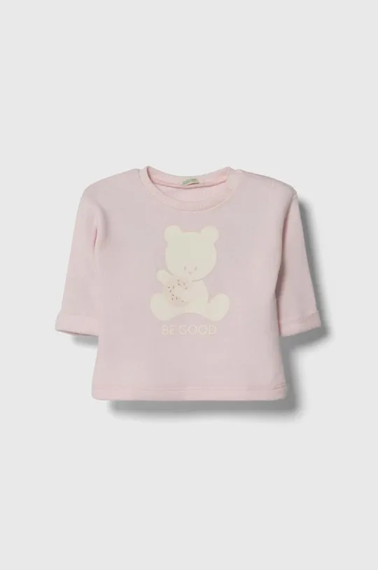 roza Bombažen pulover za dojenčka United Colors of Benetton Otroški