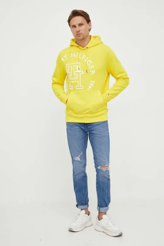 Bombažen pulover Tommy Hilfiger rumena