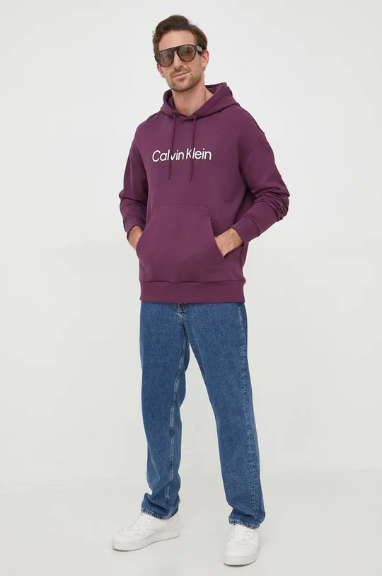 Хлопковая кофта Calvin Klein фиолетовой