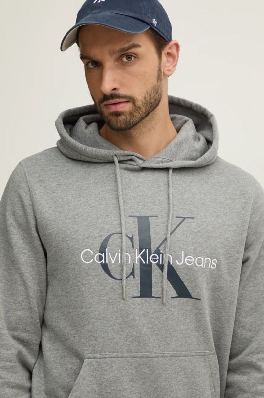 Βαμβακερή μπλούζα Calvin Klein Jeans γκρί J30J320805