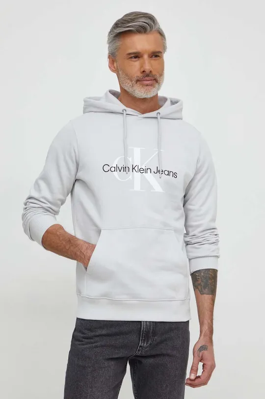 sivá Bavlnená mikina Calvin Klein Jeans Pánsky