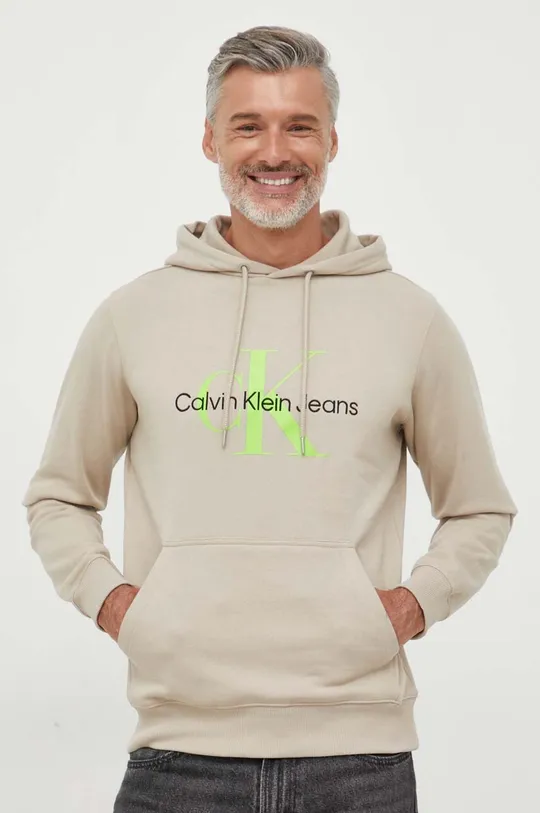 bež Pamučna dukserica Calvin Klein Jeans Muški
