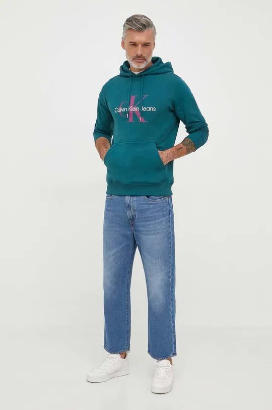 Хлопковая кофта Calvin Klein Jeans голубой