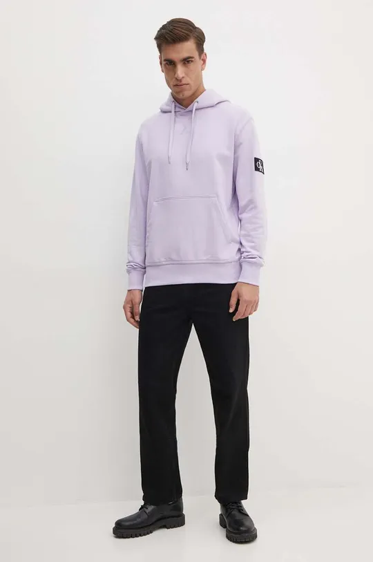 Бавовняна кофта Calvin Klein Jeans фіолетовий