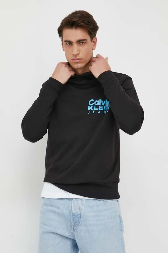 čierna Bavlnená mikina Calvin Klein Jeans Pánsky