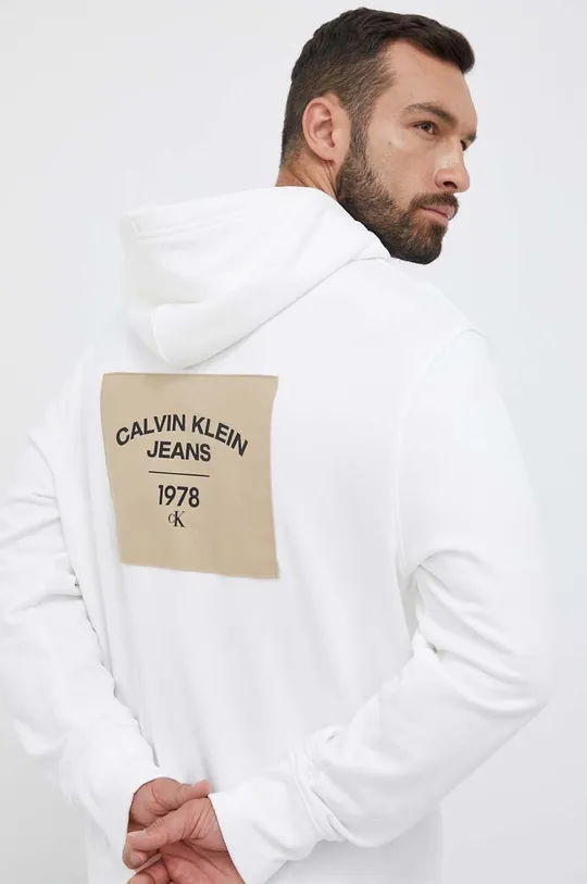 bela Bombažen pulover Calvin Klein Jeans Moški