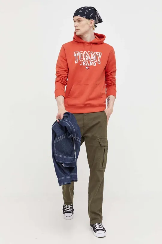 Βαμβακερή μπλούζα Tommy Jeans πορτοκαλί