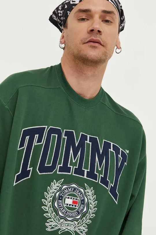 zelena Pamučna dukserica Tommy Jeans Muški