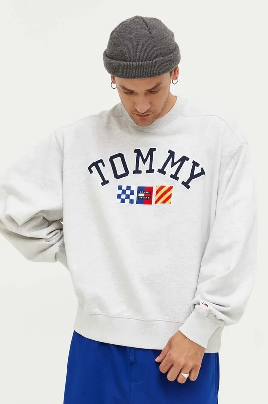 siva Bombažen pulover Tommy Jeans
