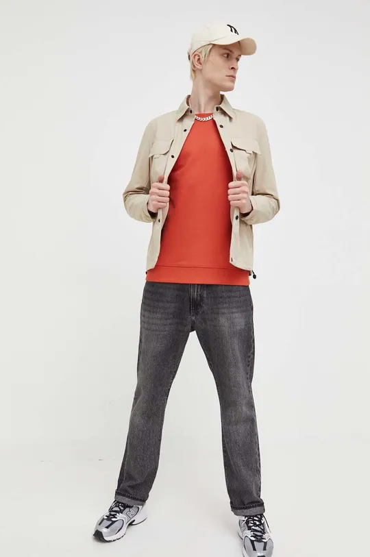 Βαμβακερή μπλούζα Tommy Jeans πορτοκαλί