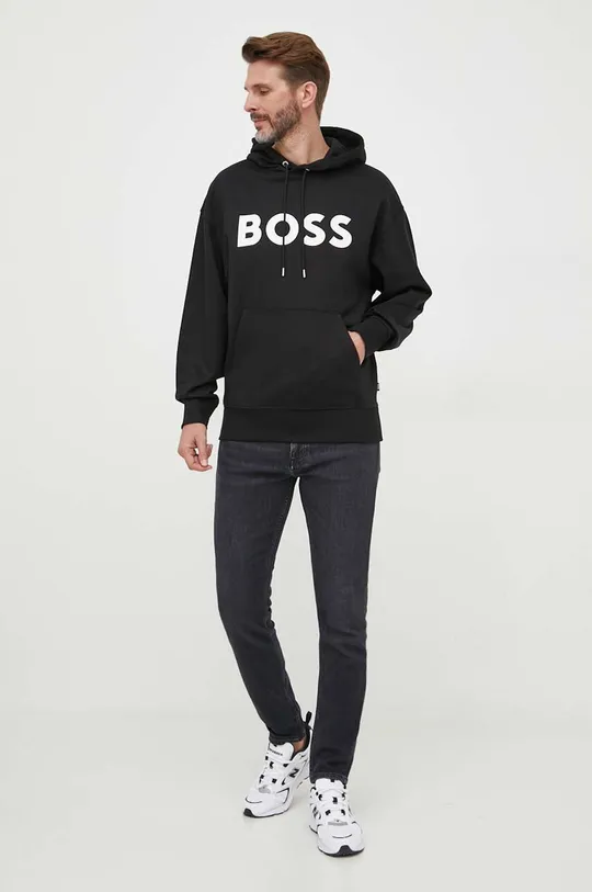 BOSS felpa in cotone nero