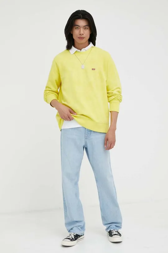 Βαμβακερή μπλούζα Levi's κίτρινο