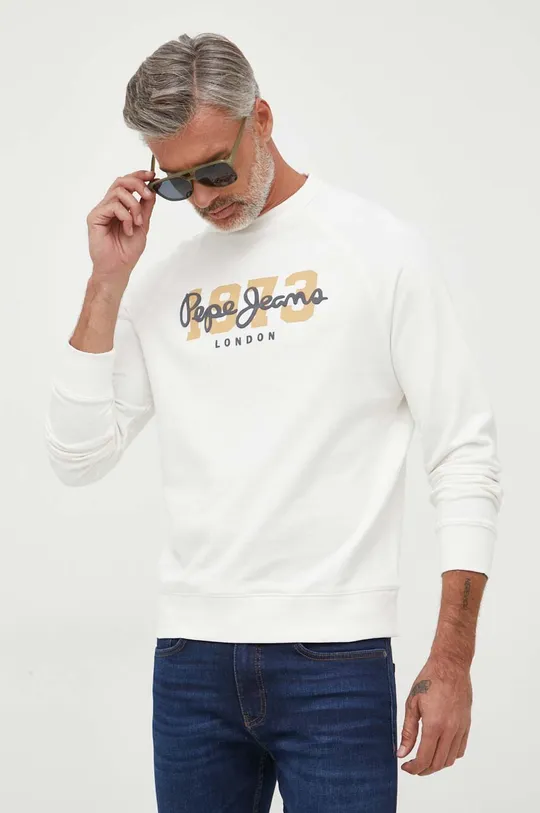 λευκό Βαμβακερή μπλούζα Pepe Jeans Meier Ανδρικά