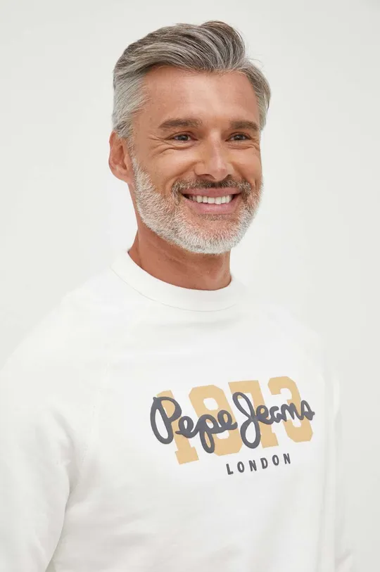 λευκό Βαμβακερή μπλούζα Pepe Jeans Meier