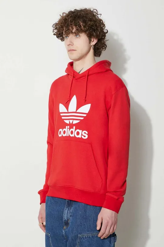 czerwony adidas Originals bluza bawełniana Classics Trefoil Hoodie