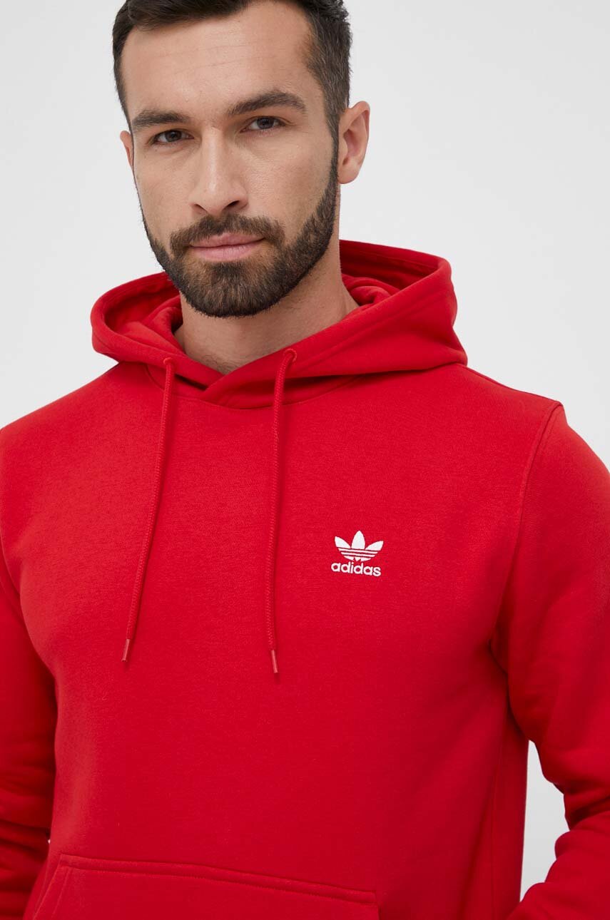 Кофта adidas Originals мужская цвет красный с капюшоном с аппликацией ...