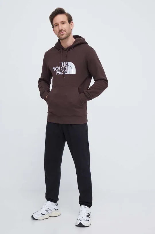 The North Face bluza bawełniana Drew Peak Hoodie brązowy