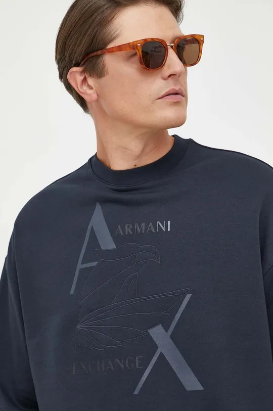 mornarsko modra Bombažen pulover Armani Exchange Moški