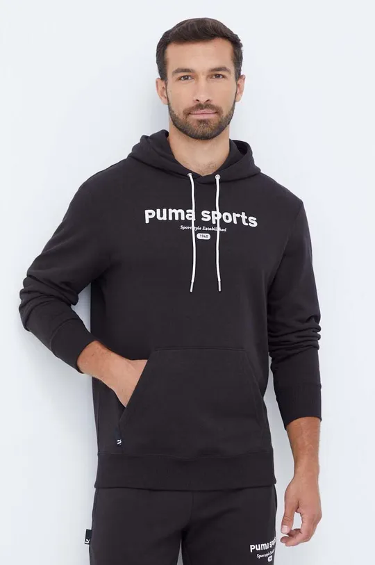 μαύρο Βαμβακερή μπλούζα Puma Ανδρικά