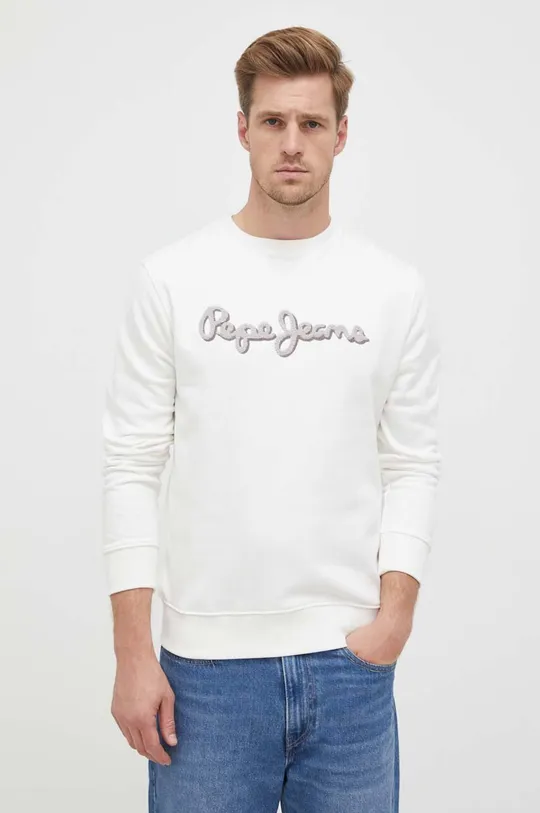 bela Bombažen pulover Pepe Jeans Ryan Moški