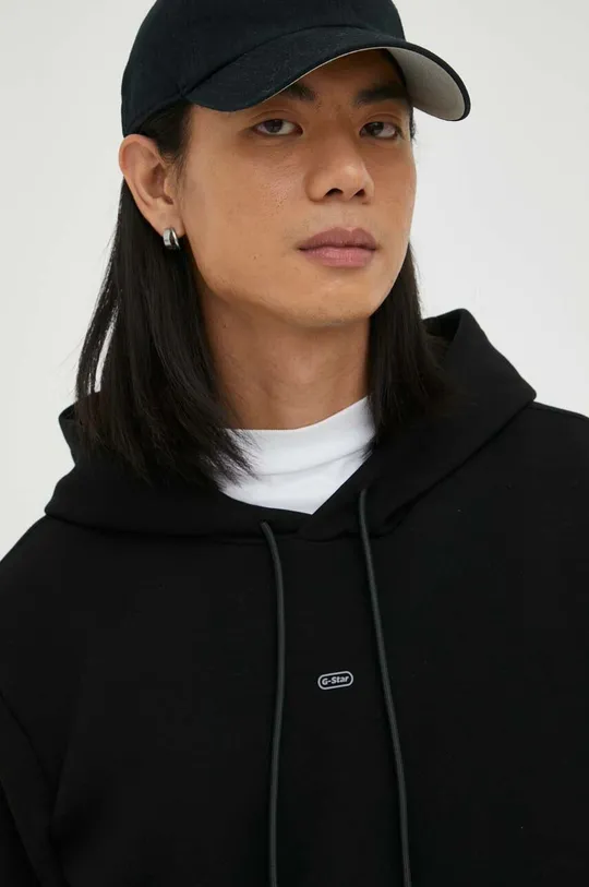 G-Star Raw bluza męska kolor czarny z kapturem gładka | Answear.com