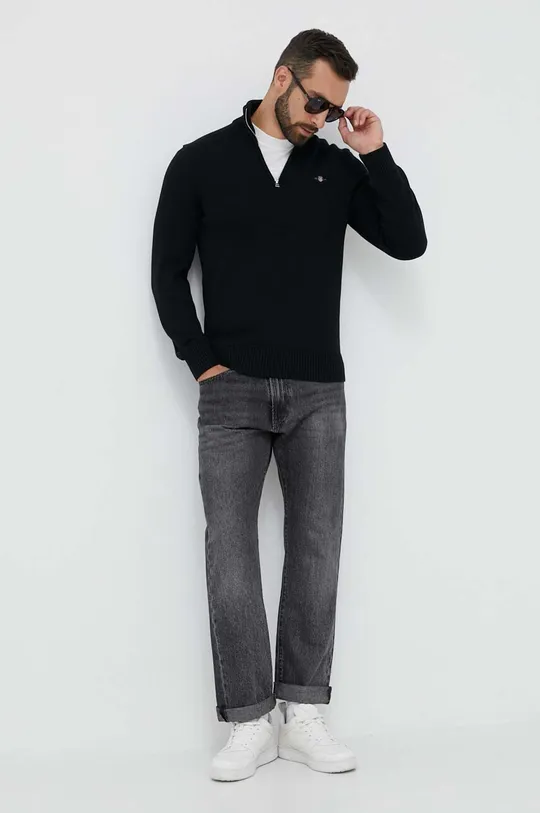 Bavlnený sveter Gant čierna