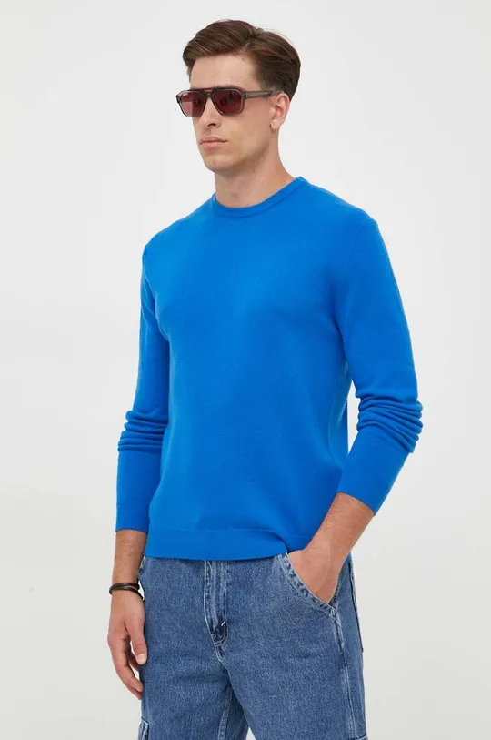modra Volnen pulover United Colors of Benetton Moški