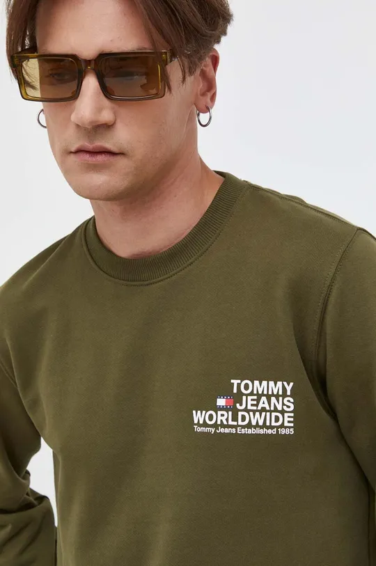 zielony Tommy Jeans bluza bawełniana