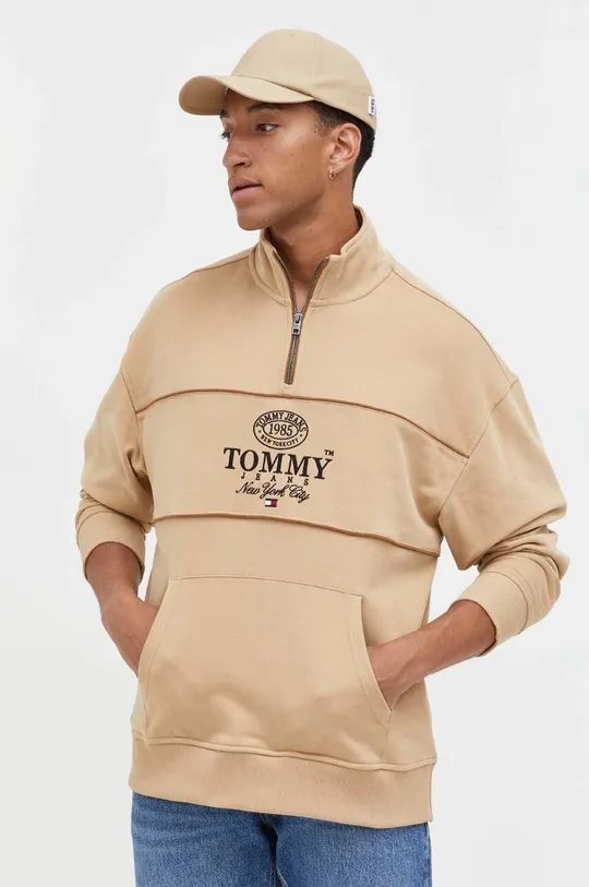 beżowy Tommy Jeans bluza bawełniana