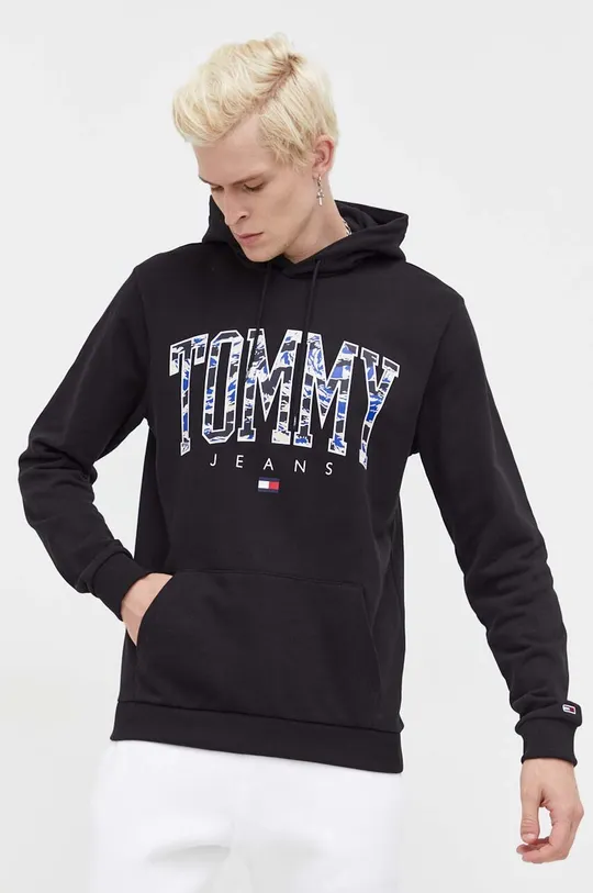 crna Pamučna dukserica Tommy Jeans