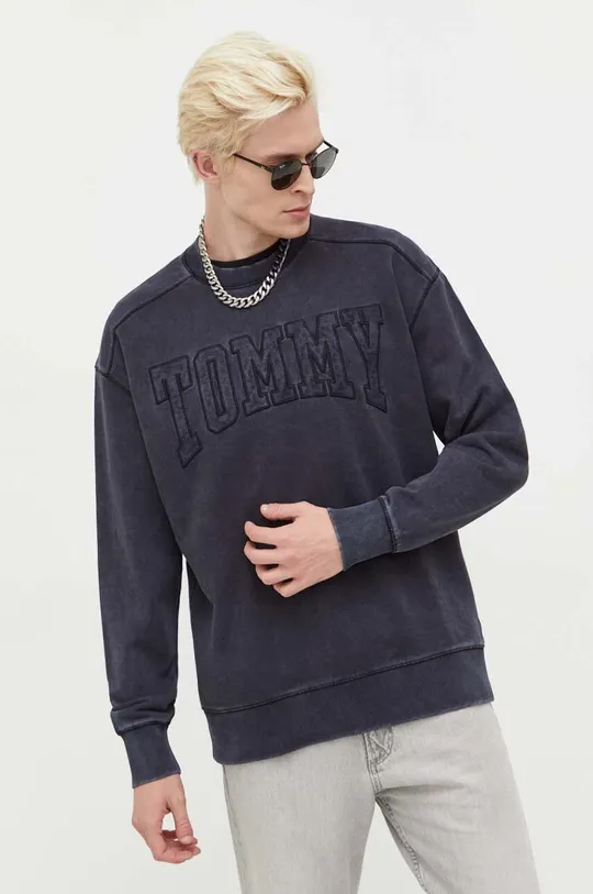 siva Bombažen pulover Tommy Jeans Moški