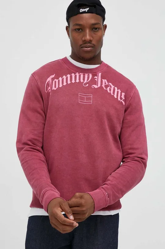 różowy Tommy Jeans bluza Męski
