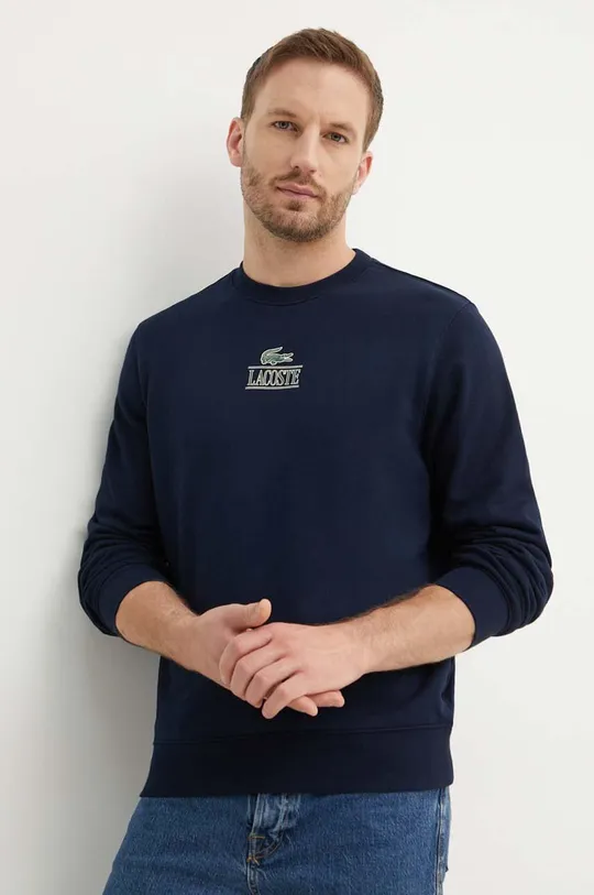 mornarsko modra Bombažen pulover Lacoste Moški