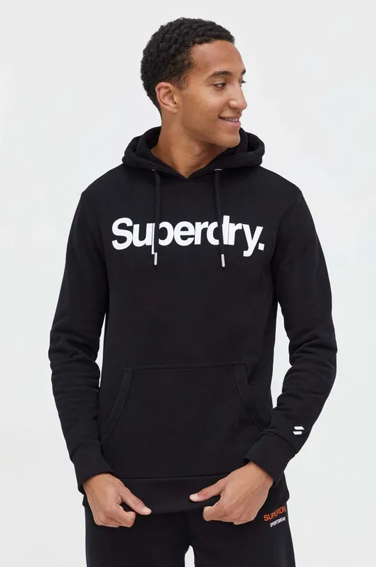 črna Bombažen pulover Superdry Moški