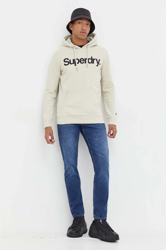 Хлопковая кофта Superdry бежевый