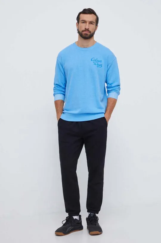 Bombažen pulover Colourwear modra