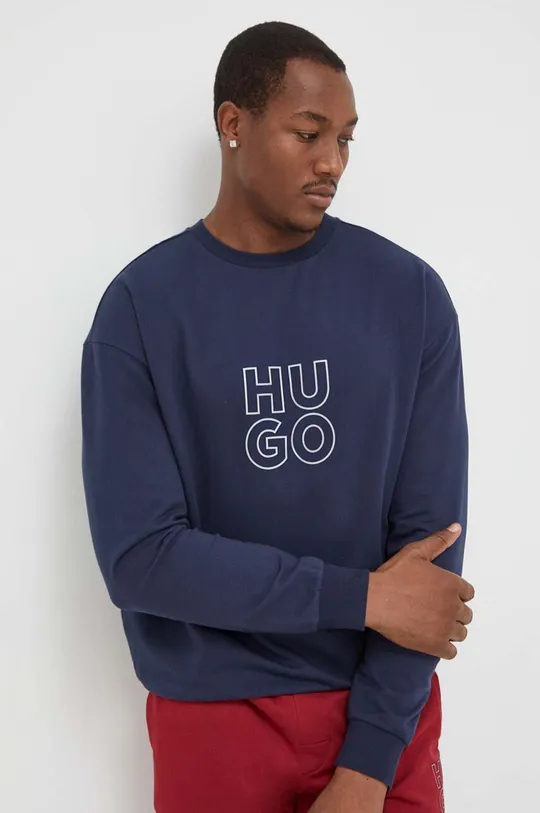 granatowy HUGO bluza bawełniana lounge Męski