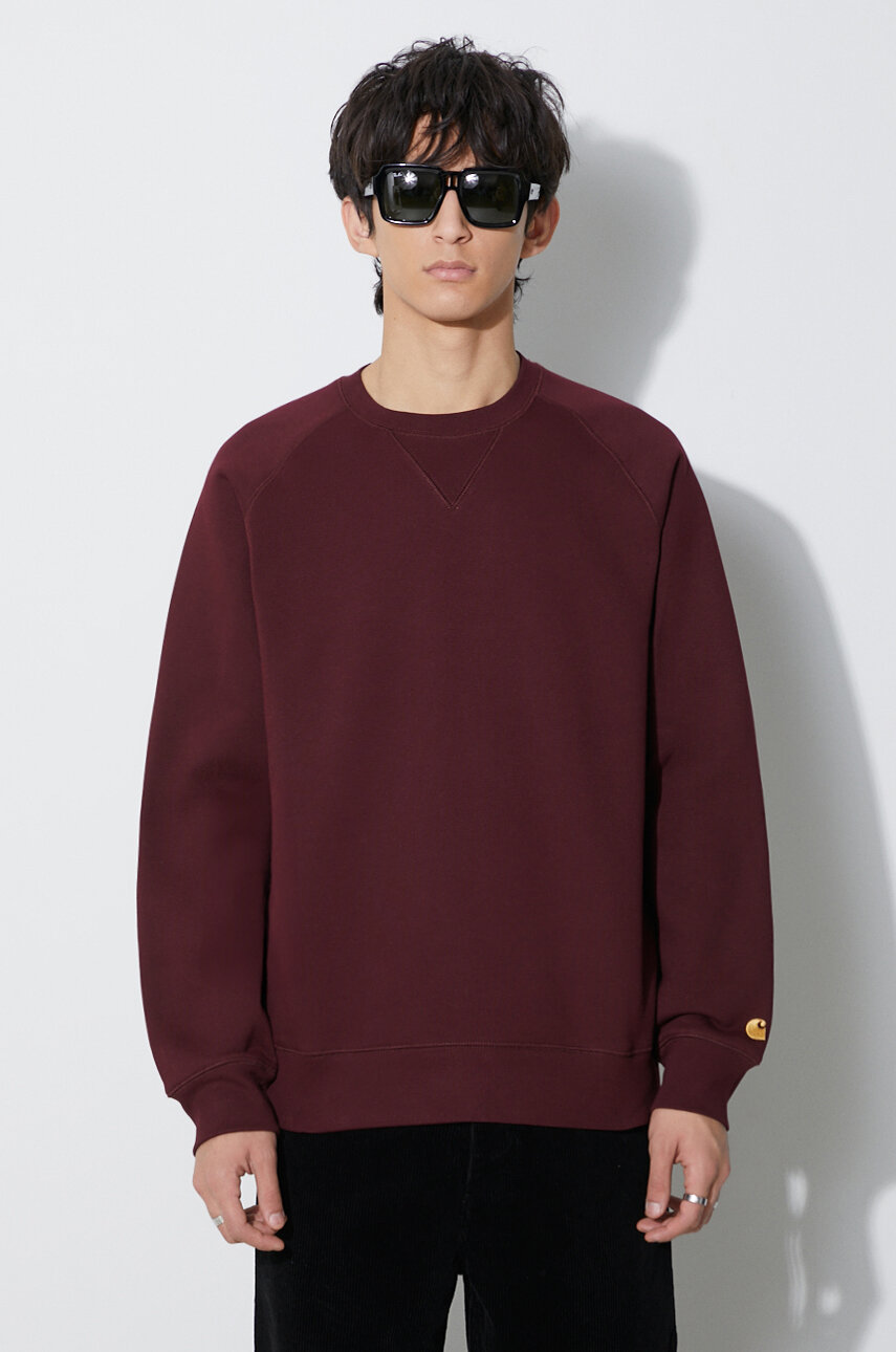 Кофта Carhartt WIP мужская цвет бордовый однотонная на PRM