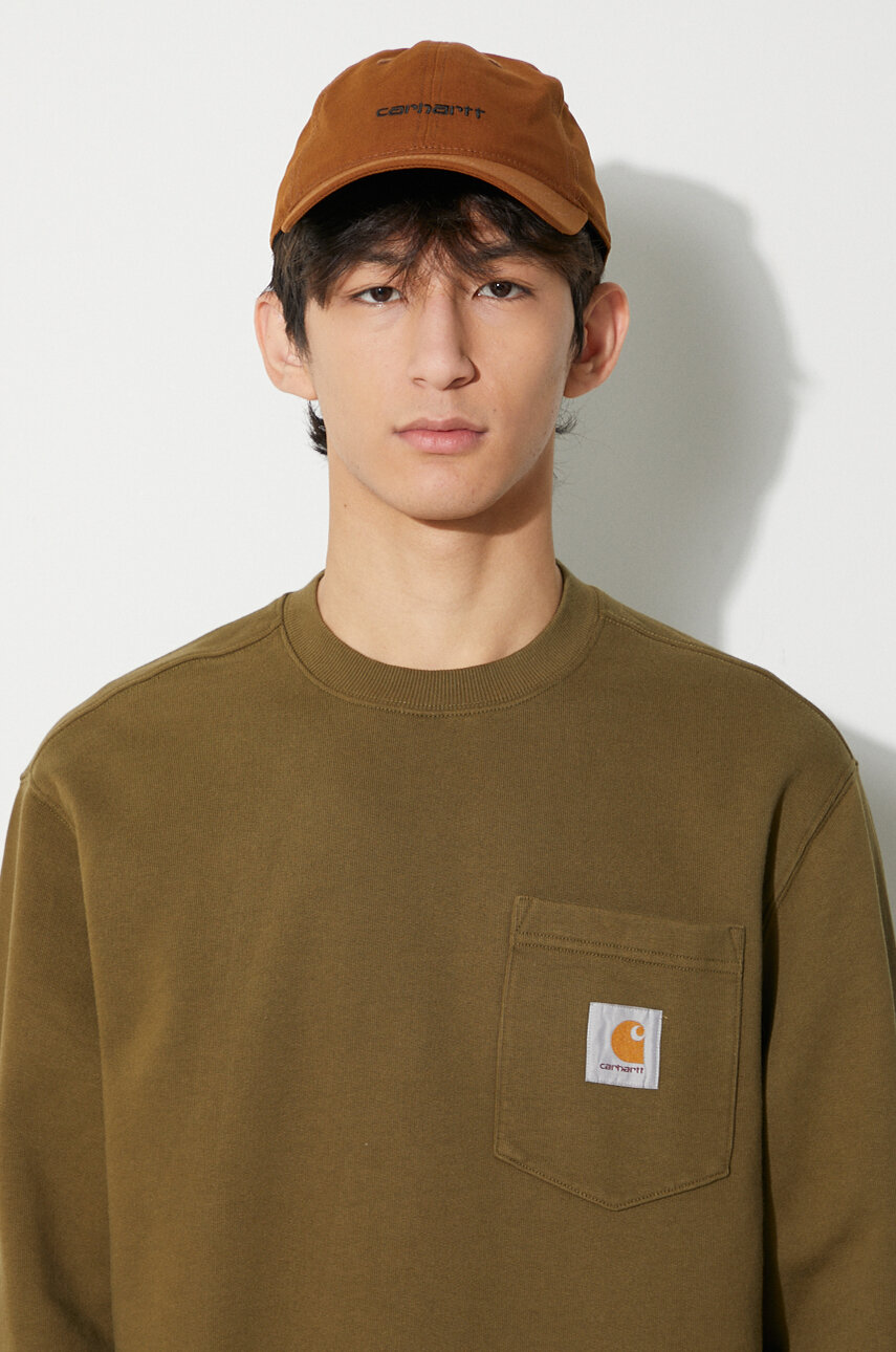 Хлопковая кофта Carhartt WIP мужская цвет зелёный с аппликацией на PRM