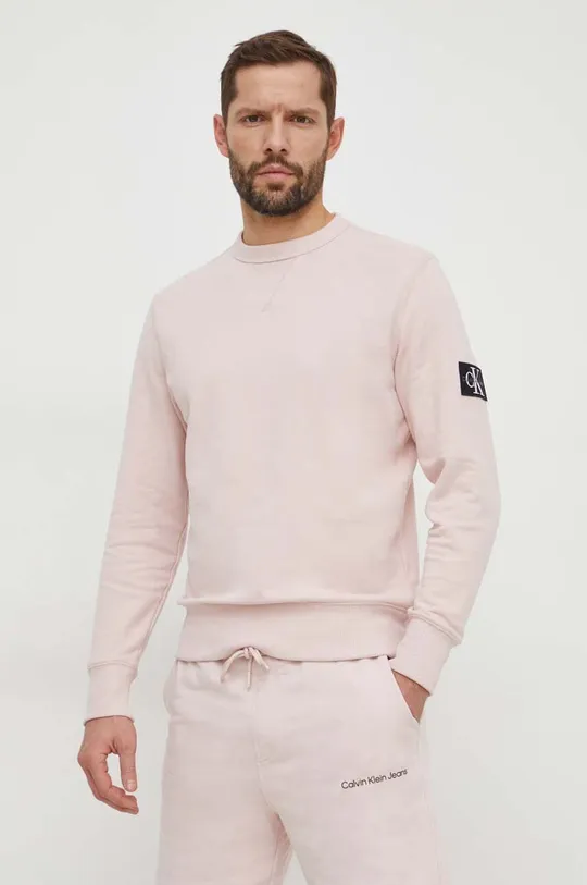 Хлопковая кофта Calvin Klein Jeans розовый