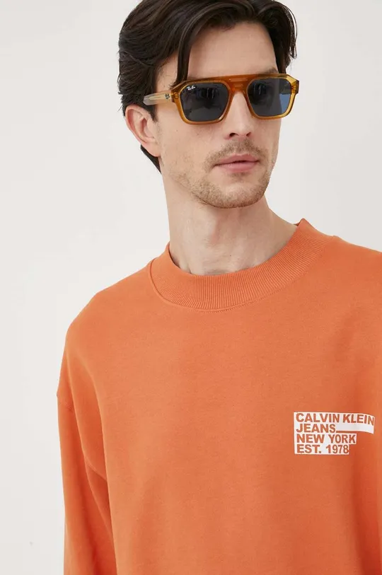 πορτοκαλί Βαμβακερή μπλούζα Calvin Klein Jeans