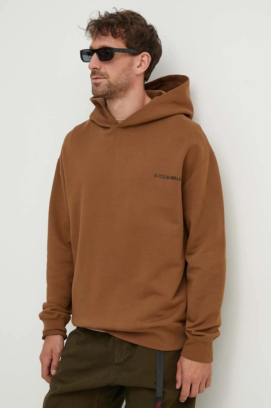 brown A-COLD-WALL* cotton sweatshirt ESSENTIALS SMALL LOGO HOODIE Men’s