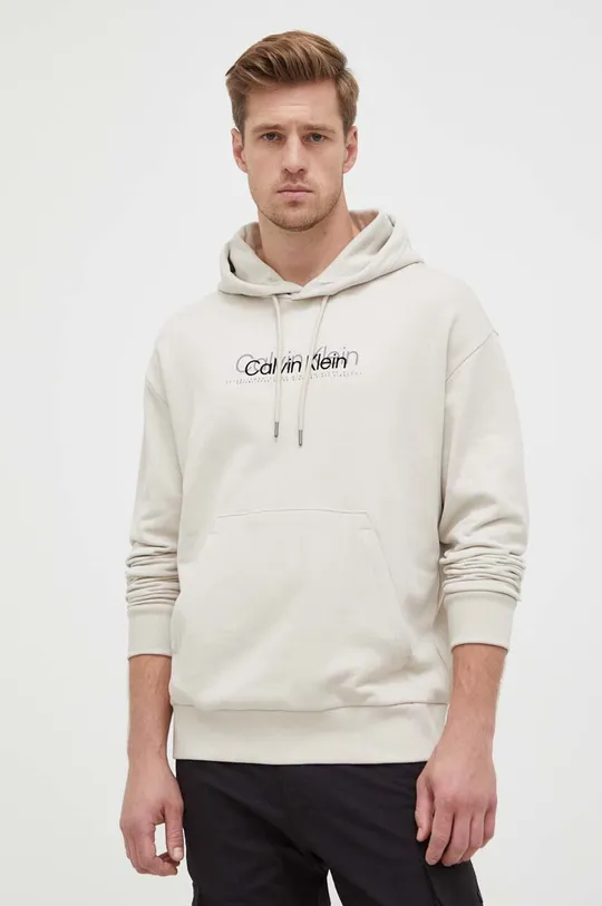 beżowy Calvin Klein bluza bawełniana Męski
