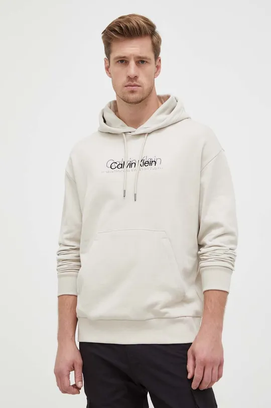 bež Pamučna dukserica Calvin Klein Muški