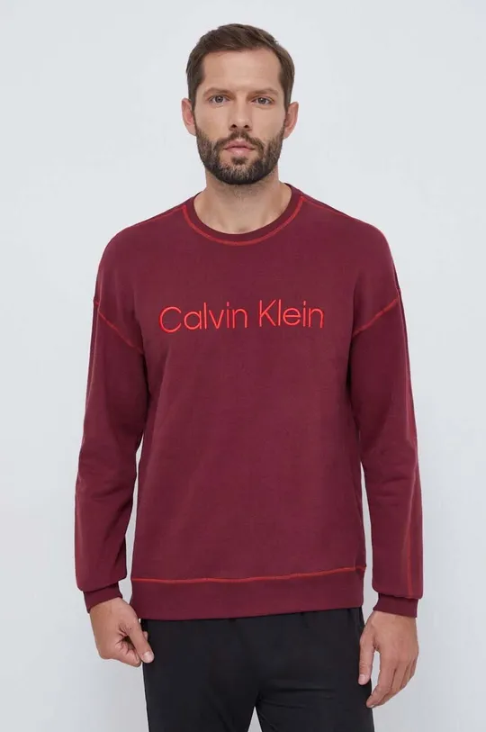 Calvin Klein Underwear pamut pulóver otthoni viseletre burgundia