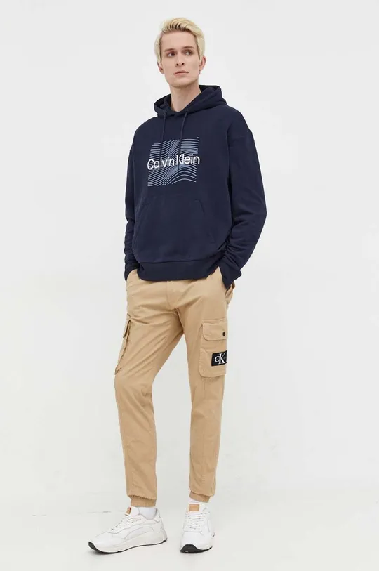 Calvin Klein bluza bawełniana granatowy
