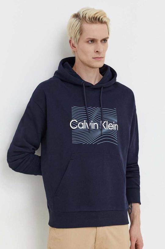 σκούρο μπλε Βαμβακερή μπλούζα Calvin Klein