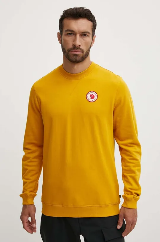 rumena Bombažen pulover Fjallraven 1960 Logo Moški