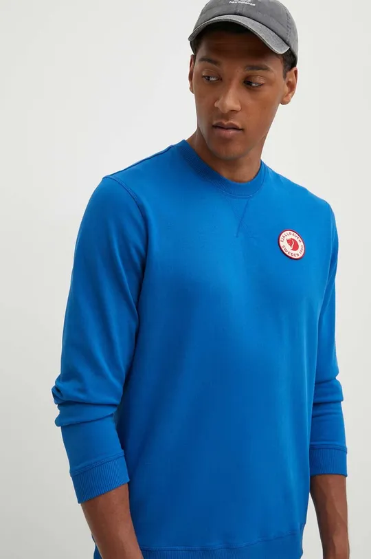 plava Pamučna dukserica Fjallraven 1960 Logo Badge Sweater Muški